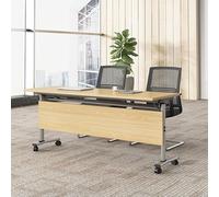 Guyifuny Mesa de conferencias Plegable con 2 sillas para Sala conferencias, Oficina, Mesa de reuniones Plegable, capacitación móvil con Tapa abatible, Ruedas con Bloqueo para Aula, Oficina