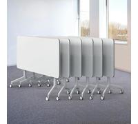 Guyifuny Mesa de conferencias Plegable, Grande, móvil, para 2-10 Personas, Moderna Mesa de reuniones con Tapa abatible y Ruedas silenciosas, para Salas de reuniones de Oficina, marrón, 6