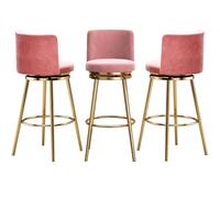 Guyifuny Mid Century Swivel Bar Stool Modern Counter Height Stools with Backs, Upholstered Metal Breakfast Island Chair for Home, Pub, Cafe(3 PCS,65cm(25.6in))