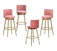Guyifuny Mid Century Swivel Bar Stool Modern Counter Height Stools with Backs, Upholstered Metal Breakfast Island Chair for Home, Pub, Cafe(4 PCS,75cm(29.5in))
