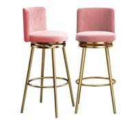 Guyifuny Mid Century Swivel Bar Stool Modern Counter Height Stools with Backs, Upholstered Metal Breakfast Island Chair for Home, Pub, Cafe(2 PCS,65cm(25.6in))