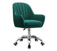 Guyifuny Silla de Escritorio Acento Tocador Sillón Terciopelo Ergonómico Computadora Altura Ajustable Oficina en el Hogar Silla Giratoria Sillas de Trabajo Ejecutivas con Ruedas,Verde