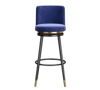 Guyifuny Swivel Bar Stools Set of 1/2/3/4, Modern Velvet Breakfast Island Chair Bastools with Back, Upholstered Seat & Metal Legs for Kitchen, Home Bar(1 PCS Black Frame,65cm)