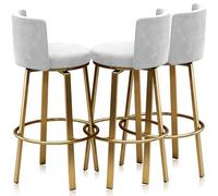 Guyifuny Swivel Bar Stools Set of 3, Modern Velvet Stools Chair with Back, Kitchen Counter Height Breakfast Chair Set for Kitchen Island(White Gold Frame,65cm)