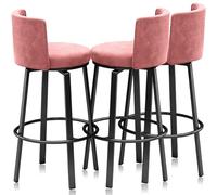 Guyifuny Swivel Bar Stools Set of 3, Modern Velvet Stools Chair with Back, Kitchen Counter Height Breakfast Chair Set for Kitchen Island(Grey Black Frame,75cm)