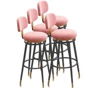 Guyifuny Swivel Counter Height Bar Stools Set of 1/2/3/4, Upholstered Chair with Back Metal Frame Modern Bar Chairs Island Stool for Kitchen Counter, Pink(4 PCS,65cm(25.6in))