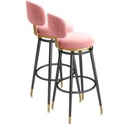 Guyifuny Swivel Counter Height Bar Stools Set of 1/2/3/4, Upholstered Chair with Back Metal Frame Modern Bar Chairs Island Stool for Kitchen Counter, Pink(2 PCS,65cm(25.6in))