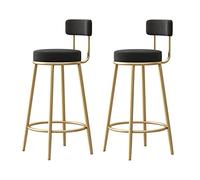 Guyifuny Taburete Alto de Bar tapizado en Terciopelo, Silla de Comedor para Desayuno, Asiento de Altura Fija con reposapiés para Isla de Cocina, Pub, cojín Negro, Altura del Asiento de 65 cm