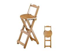 Guyifuny Taburete Plegable de bambú con Respaldo, Altura de mostrador, no Requiere ensamblaje. Silla de Comedor Plegable para Dormitorio, Cocina, tocador, Iglesia y Exteriores, Natural, 62 cm/25 pulg