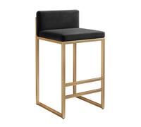 Guyifuny Taburetes Altos de Bar, taburetes de Bar Altos, sillas de Isla de Terciopelo con Respaldo bajo, tapizados para Isla, Pub en casa, Color Negro, Altura del Asiento 65 cm