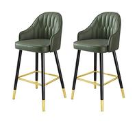 Guyifuny Taburetes Altos de Bar, taburetes de mostrador, sillas de Bar de Ocio, de Cuero sintético, Juego de 2, con Respaldo, para Isla, Comedor, Restaurante, Pub, café, Verde, 65 cm