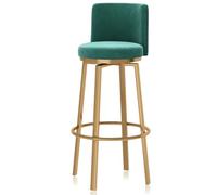 Guyifuny Taburetes de Bar con Altura de mostrador Juego de 1/2/3/4, taburetes giratorios Modernos con Respaldo y Patas de Metal, sillas tapizadas for Isla de Cocina(75cm Green Gold Leg,Set of 1)