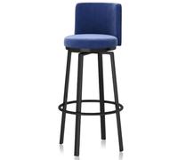 Guyifuny Taburetes de Bar con Altura de mostrador Juego de 1/2/3/4, taburetes giratorios Modernos con Respaldo y Patas de Metal, sillas tapizadas for Isla de Cocina(75cm Blue Black Leg,Set of 1)