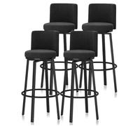 Guyifuny Taburetes de Bar de Terciopelo con Respaldo, Juego de taburetes de Altura for mostrador de Cocina de 1/2/3/4, Silla giratoria for Bares en el hogar, Islas de Cocina(4 PCS Black Black,65cm)