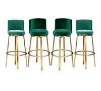 Guyifuny Taburetes de Bar giratorios con Altura de mostrador Juego de 1/2/3/4, taburetes de Bar Modernos de Terciopelo, Asiento tapizado for sillas de Isla de Cocina(4 PCS Green,75cm Gold Leg)
