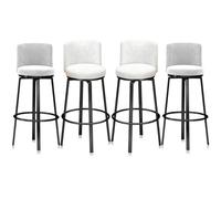 Guyifuny Taburetes de Bar giratorios con Altura de mostrador Juego de 1/2/3/4, taburetes de Bar Modernos de Terciopelo, Asiento tapizado for sillas de Isla de Cocina(4 PCS White,65cm Black Leg)