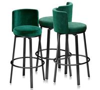 Guyifuny Taburetes de Bar giratorios con Altura de mostrador Juego de 1/2/3/4, taburetes de Bar Modernos de Terciopelo, Asiento tapizado for sillas de Isla de Cocina(3 PCS Green,65cm Black Leg)
