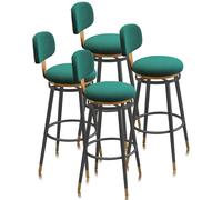 Guyifuny Taburetes de Bar giratorios con Altura de mostrador Juego de 1/2/3/4, taburetes tapizados con Respaldo, sillas de Desayuno Modernas con Marco(4 PCS Green,65cm Black Leg)