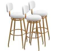Guyifuny Taburetes de Bar giratorios Juego de 1/2/3/4, Silla tapizada de Terciopelo con Altura de mostrador sillas de Bar Modernas, taburetes de Isla for mostrador de Cocina(White Gold Leg,3PCS)