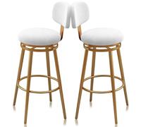 Guyifuny Taburetes de Bar giratorios Juego de 1/2/3/4, Silla tapizada de Terciopelo con Altura de mostrador sillas de Bar Modernas, taburetes de Isla for mostrador de Cocina(White Gold Leg,2 PCS)
