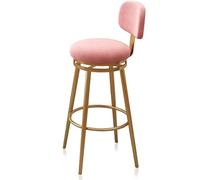 Guyifuny Taburetes de Bar giratorios Juego de 1/2/3/4, sillas de Bar de Cocina Modernas, Taburete tapizado de Altura con Respaldo for Isla de Cocina, Comedor(1 PCS Pink 75cm,Gold Leg)