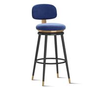 Guyifuny Taburetes de Bar giratorios Juego de 1/2/3/4, sillas de Bar de Terciopelo de Mediados de Siglo Silla de Desayuno con reposapiés Moderna for Isla de Cocina(1 PCS Blue,Black 65cm)