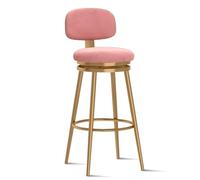 Guyifuny Taburetes de Bar giratorios Juego de 1/2/3/4, sillas de Bar de Terciopelo de Mediados de Siglo Silla de Desayuno con reposapiés Moderna for Isla de Cocina(2 PCS Pink,Gold 65cm)
