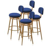 Guyifuny Taburetes de Bar giratorios Juego de 1/2/3/4, taburetes de Altura con Respaldo, Marcos de Metal, Asiento tapizado, Silla de Desayuno Moderna for Isla de Cocina(Blue 65cm,4 PCS)