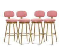 Guyifuny Taburetes de Bar Juego de 1/2/3/4 sillas de Bar giratorias Modernas, taburetes tapizados de Terciopelo, Altura de mostrador con Respaldo for el hogar, Comedor(4 PCS Pink,65cm Gold Leg)