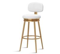 Guyifuny Taburetes de Bar Juego de 1/2/3/4, taburetes de Terciopelo con Respaldo Curvado, sillas de Bar Modernas de Mediados de Siglo for Isla de Cocina, Comedor(White,1 PCS Gold 65cm)