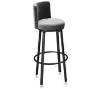 Guyifuny Taburetes de Barra con Altura de mostrador Juego de 1/2/3/4, taburetes giratorios tapizados con Respaldo, sillas con Altura de Barra 65 cm de Alto, sillas de mostrador(Grey Black Leg,1 PCS)