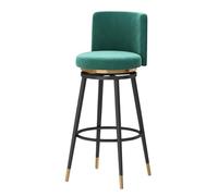 Guyifuny Taburetes de Barra Modernos giratorios 360° con Respaldo y Estructura metálica, tapizados en Terciopelo, Ideales for Islas de Cocina.(65cm Green Black Leg,Set of 1)