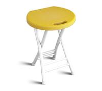 Guyifuny Taburetes Plegables Resistentes para Adultos con asa, Redondos, para Cocina, Desayuno, Exterior, con Estructura de Metal, Capacidad de 100 kg, Amarillo, 48 cm/19 Pulgadas