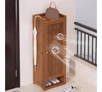 Guyifuny Zapatero Estrecho con Puertas correderas para Sala de Estar, Entrada, Pasillo y Dormitorio, marrón, 8 Niveles