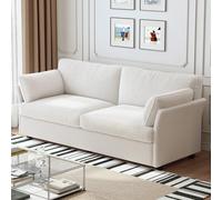 Guyii Sofá de tela de 2 unidades, 186 cm, moderno sofá de salón, cómodo sofá tapizado para apartamentos y espacios pequeños, sofá de diseño (blanco crema)