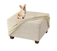 GUYIRT Funda de taburete para perros, funda otomana de terciopelo rectangular, funda otomana de almacenamiento, fundas rectangulares para reposapiés, lavable a máquina (beige, mediano)