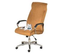 GUYIRT Funda elástica de terciopelo para silla de oficina, extraíble, lavable, con cremallera, para perro, gato, niño (café claro, mediano)