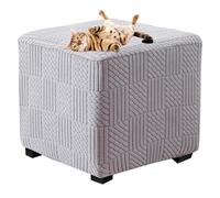 GUYIRT Fundas otomanas cuadradas elásticas para ajustar, cubierta otomana plegable cuadrada, funda para banco otomano, funda para taburete para perros, gatos y niños (gris claro, grande)