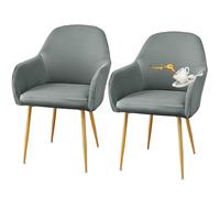 GUYIRT Fundas para sillas de comedor con respaldo curvado y reposabrazos, impermeables, giratorias, modernas, de mediados de siglo, para el hogar, hotel, banquete (color gris claro, juego de 2)