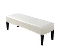 GUYIRT Impermeable PU Cuero Funda Elástica para Banco, Antipolvo Cubierta De Punto para Banco De Comedor Cubiertas para Bancos De Comedor para La Fiesta del Hotel En Casa-Blanco