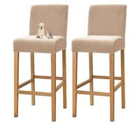GUYIRT Juego de 2 fundas de terciopelo para taburetes de bar con respaldo, fundas para taburetes de bar de alta elasticidad, para mostrador de pub, taburete, sillas de cocina, comedor (beige)