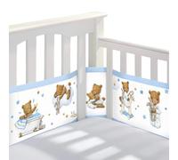 Guyisile Protector de Cuna,Lavable,340cm x 30cm + 160cm x 30cm | Chichoneras Cuna Plegable 4 Lados,Ajustable,Extraíble,3D Malla Cuna de Bebé de Transpirable- Parachoques de cuna para Bebés