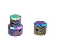 Guyker 1Pcs Concentric Stacked Knobs and 1Pcs 6mm Potentiometer Control Knobs Set - Knurled Volume Tuning Audio Knob Replacement for Guitar or Precision Bass - CNC Machined(Rainbow Chameleon)