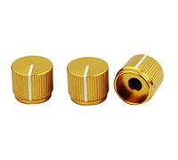 Guyker 3 piezas de pomos de control de aluminio para guitarra con tapa plana de diámetro 6 mm (0,24") - Pomo de potenciómetro de afinación de cúpula de repuesto para guitarra eléctrica o bajo de