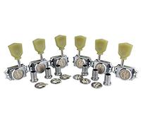 Guyker 6Pcs Guitar Locking String Tuning Pegs (3R + 3L) - 1:15 Vintage Deluxe Style Tuners Key Machine Heads Set with Keystone Knob Replacement for Les Paul Style Electric or Acoustic Guitar - Chrome