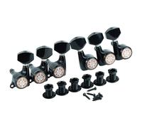 Guyker 6Pcs Guitar Locking Tuners (3L + 3R Handed) - 1:18 Ratio Lock String Tuning Key Pegs Machine Heads with Hexagonal Handle Replacement for LP SG Style Electric, Folk or Acoustic Guitars- Black