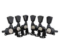 Guyker 6Pcs Guitar Locking Tuners (3L + 3R Handed) - 1:21 Lock String Sealed Tuning Key Pegs Machine Heads with Keystone Knob Replacement for LP, SG, TL Style Electric or Acoustic Guitars - Black