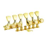 Guyker 6Pcs Guitar Locking Tuners (3L + 3R Handed) - 1:21 Lock String Sealed Tuning Key Pegs Machine Heads with Keystone Knob Replacement for LP, SG, TL Style Electric or Acoustic Guitars - Gold