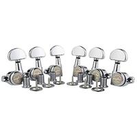 Guyker 6Pcs Guitar Locking Tuners (3L + 3R Handed) - 1:21 Lock String Tuning Key Pegs Machine Heads with Half-Circle Handle Replacement for LP SG Style Electric, Folk or Acoustic Guitars - Chrome