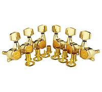 Guyker 6Pcs Guitar Locking Tuners (3L + 3R Handed) - 1:21 Ratio Lock String Tuning Key Pegs Machine Heads with Hexagonal Handle Replacement for LP SG Style Electric, Folk or Acoustic Guitars - Gold